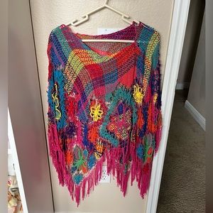 Colorful handmade crochet poncho